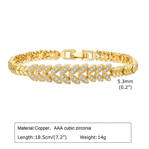 Classic Style Geometric Copper Zircon Bracelet