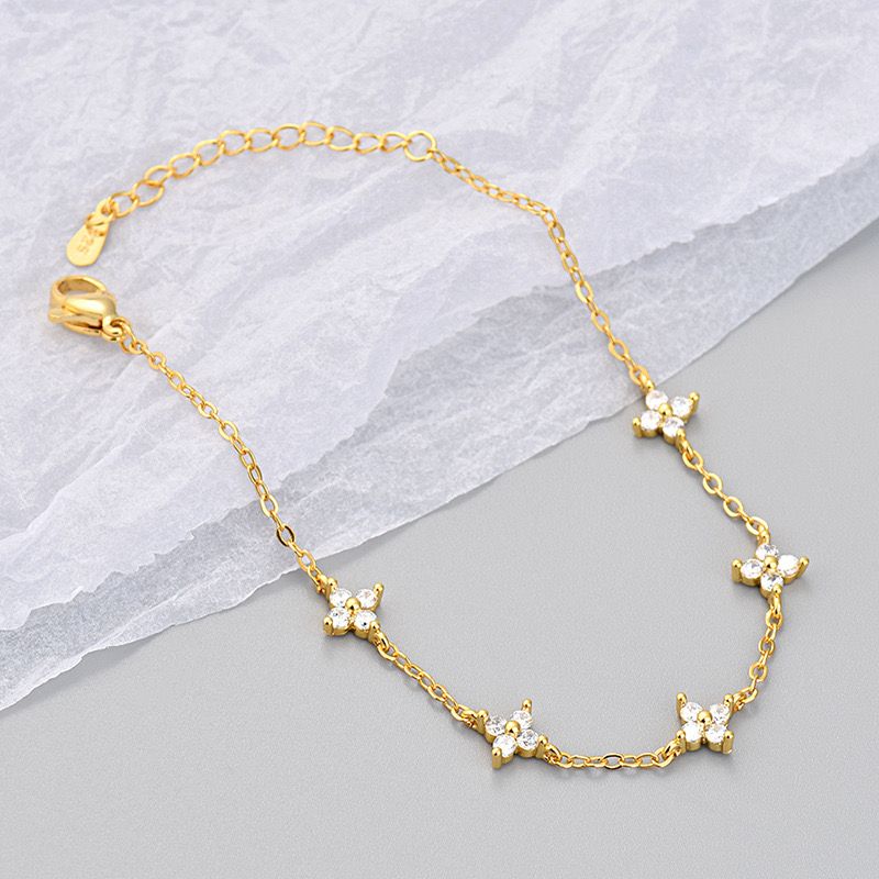 Diamond-Encrusted Four-Leaf  Star Bracelet