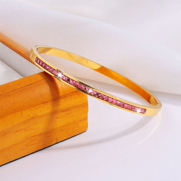 Elite Line Bangle gold/ pink stones