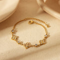 French Style Four Leaf Flower  Stainless Steel Zircon 18K Gold Plated  Bracelets