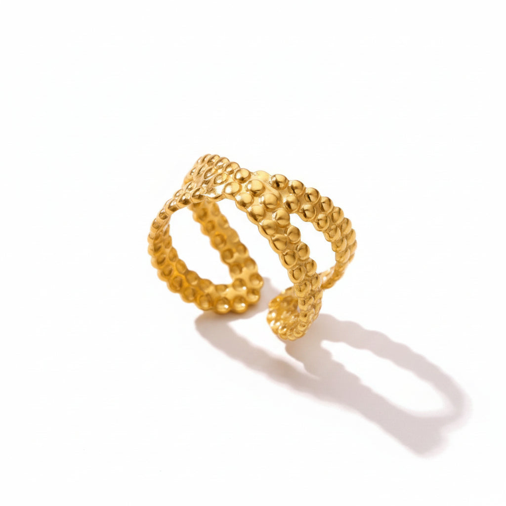 Goldstorm Ring gold band front view